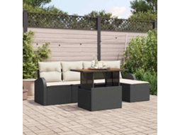 Vidaxl Conjunto De Sofá De Jardim 6 Unid. Preto E Creme