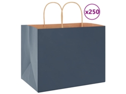 Vidaxl Sacos De Papel 250 Unid Com Alças Azul 32x22x24 Cm