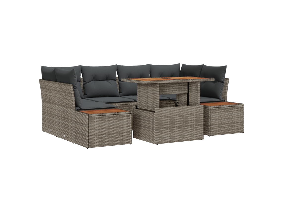Conjunto 9 Conjunto De Jantar Para Jardim Vidaxl Cinzento Vime Pe (100 X 55 X 73 Cm)