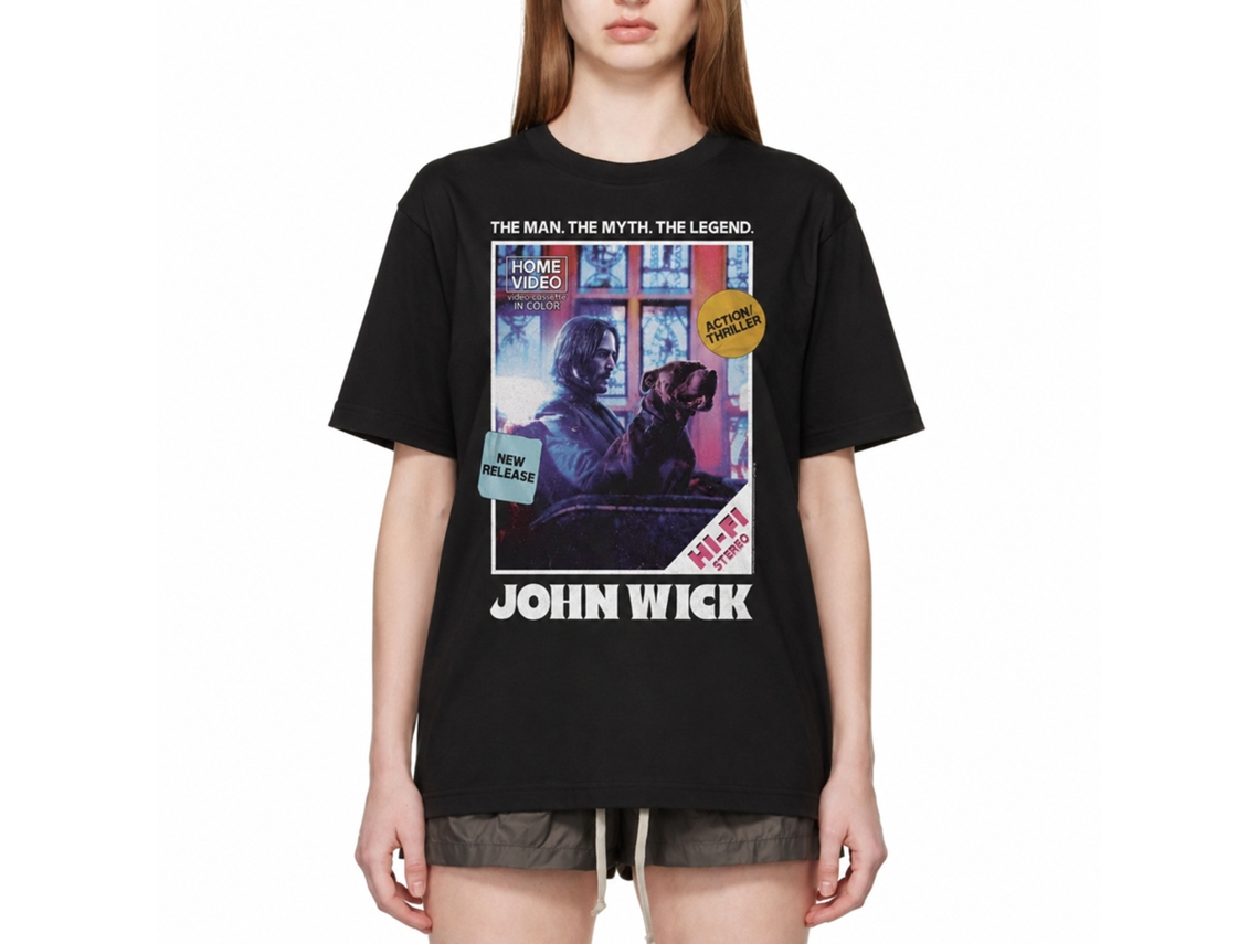 Rockinstone John Wick Vhs Cover Black Adult T-shirt Size:s