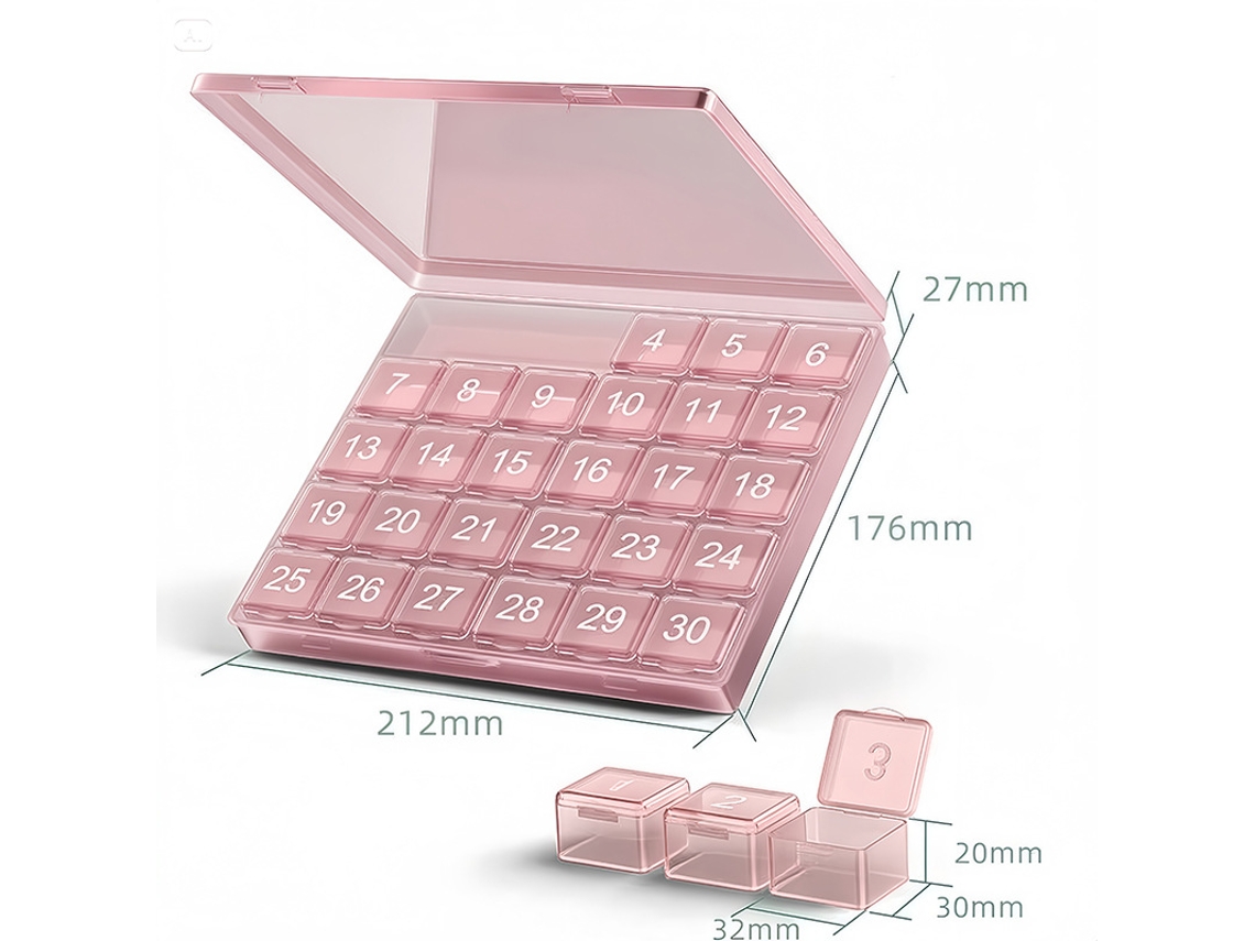 Organizador de Comprimidos CHRUI 4 Semanas Grandes Compartimentos Sem Bpa (rosa)