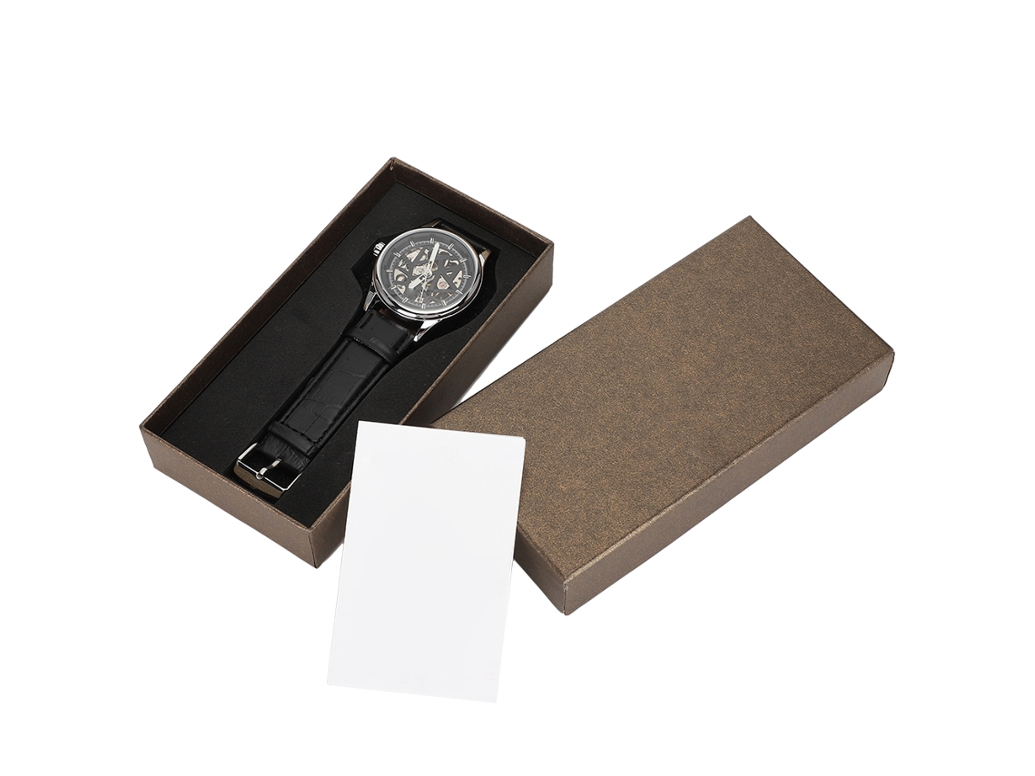 Reloj Mecánico Para Hombre Con Correa De Cuero Pu Forsining Caja De Reloj (negro Plata)