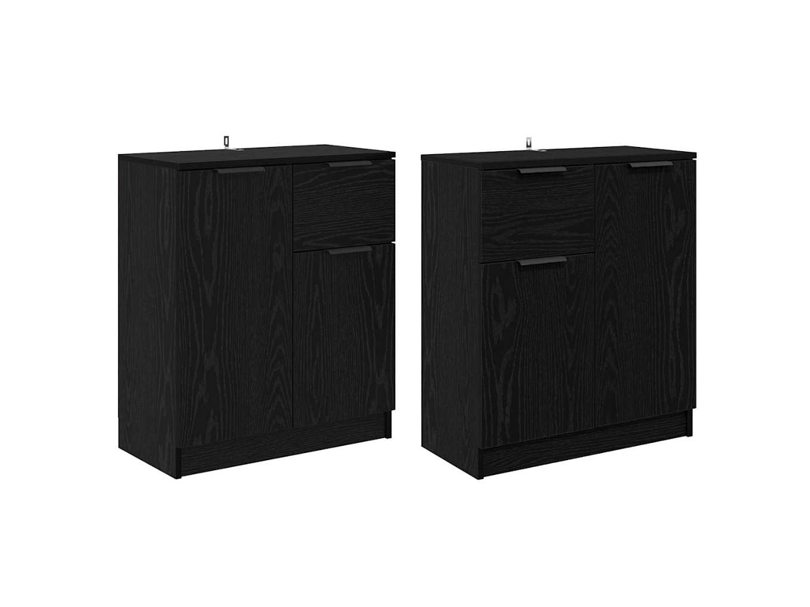 Conjunto 2 Buffet De Madeira Vidaxl Preto Derivados De Madeira (60 X 30 X 70 Cm)