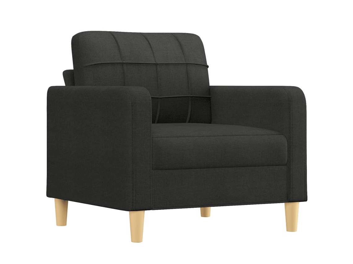 4 Pcs Conjunto de Sofás com Almofadões Tecido Preto SYFAX