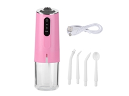 Irrigador Bucal Portátil 3 Modos Flosser de Água Usb Carregável 240ml 4 Pontas Ipx7 Rosa
