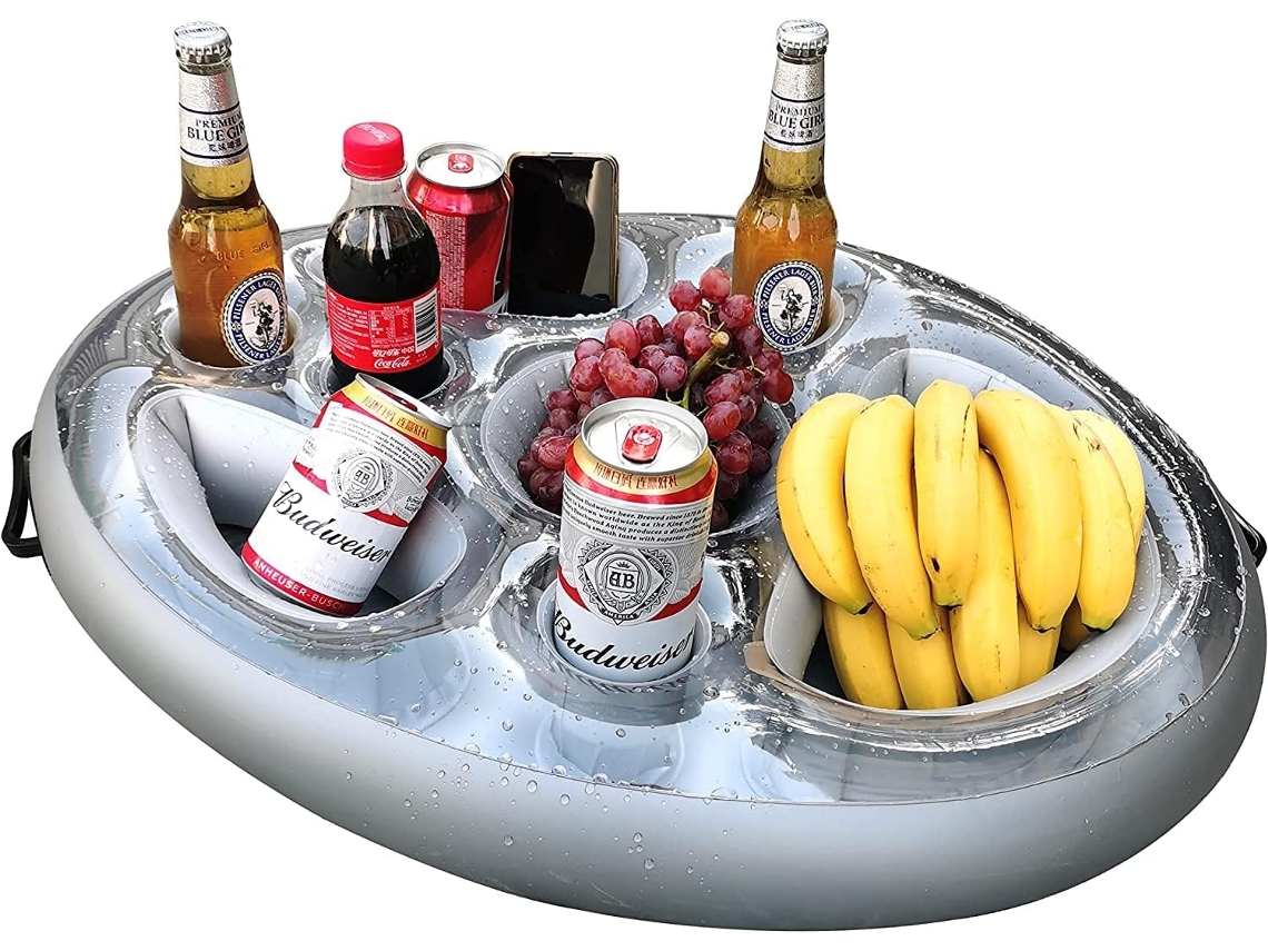 Bandeja Flutuante Inflável 2 Em 1 Com 8 Furos E Grande Capacidade.