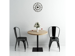 Vidaxl Mesa Bistrô Mdf E Aço Redonda 80x75 Cm Cor De Carvalho