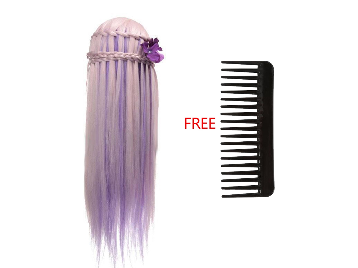 2026 cabeça de Treinamento de Cabeleireiro com Cabelo Colorido 26 Polegadas Boneca Manequim (rosa Claro e Roxo 2)