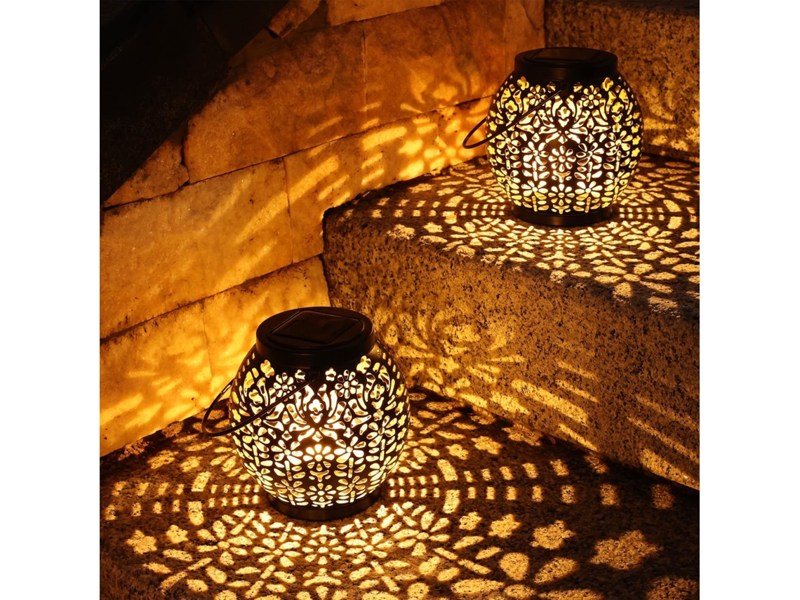 Luminária solar para jardim, 2 unidades, IP65, luz branca quente AQUAFORGE