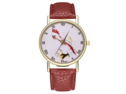 Relógio masculino analógico de quartzo com pulseira de PU, estilo casual (marrom)
