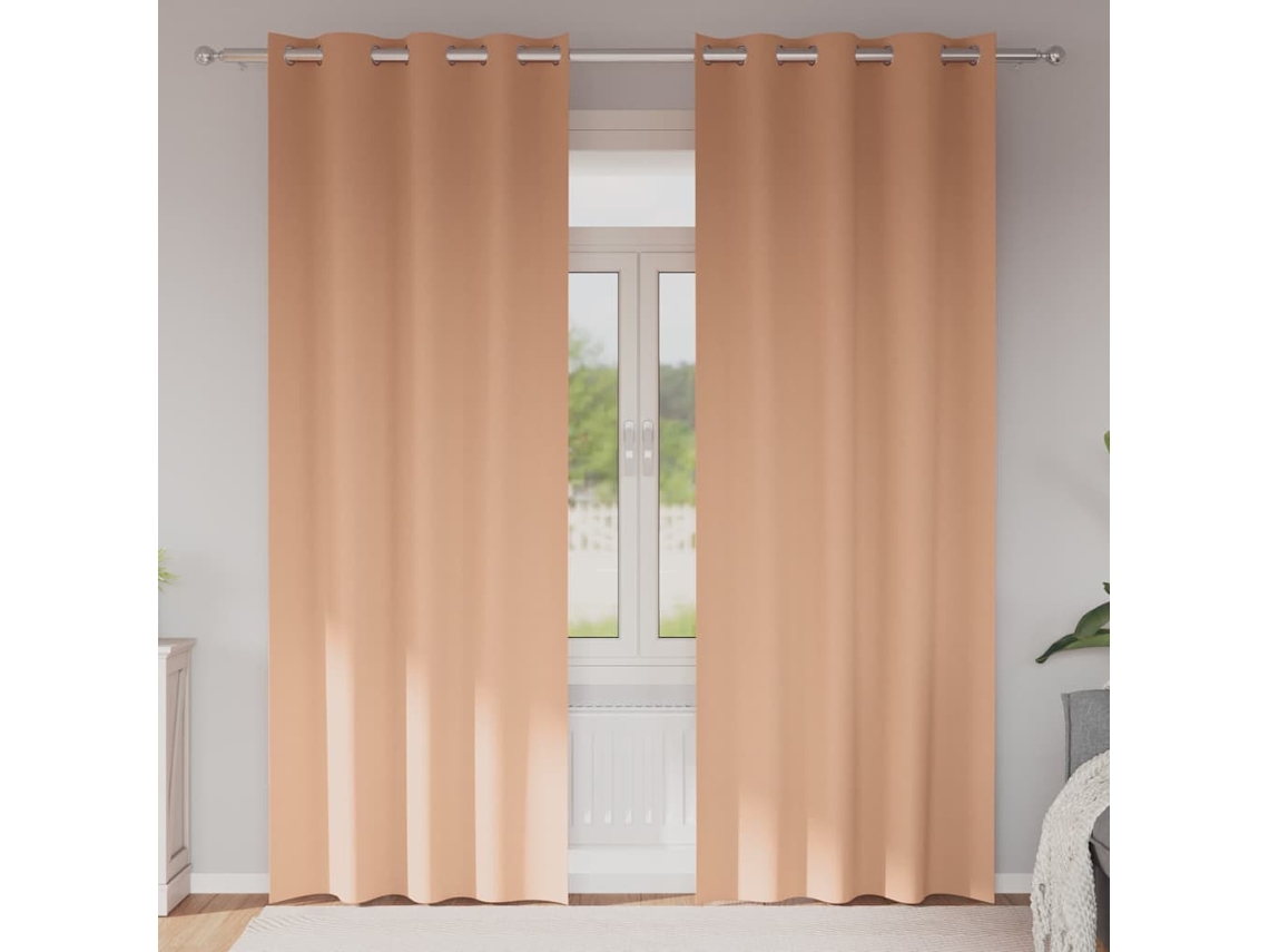 Vidaxl Cortinas Blackout Com Argolas 2 Unid. Marrom Claro 245 X 140 Cm