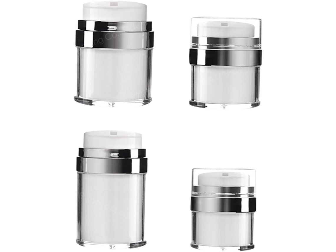 Conjunto De 4 Frascos Com Dispensador A Vácuo, Bomba Airless, 15ml-30ml-50ml-100ml, Para Cosméticos.