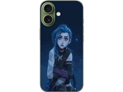 Capa Para Celular Compatível Com Apple Iphone 17. Garota Imaginativa Com Cabelo Azul E Tatuagens Em Um Céu Estrelado Escuro Com Um Toque Dramático.