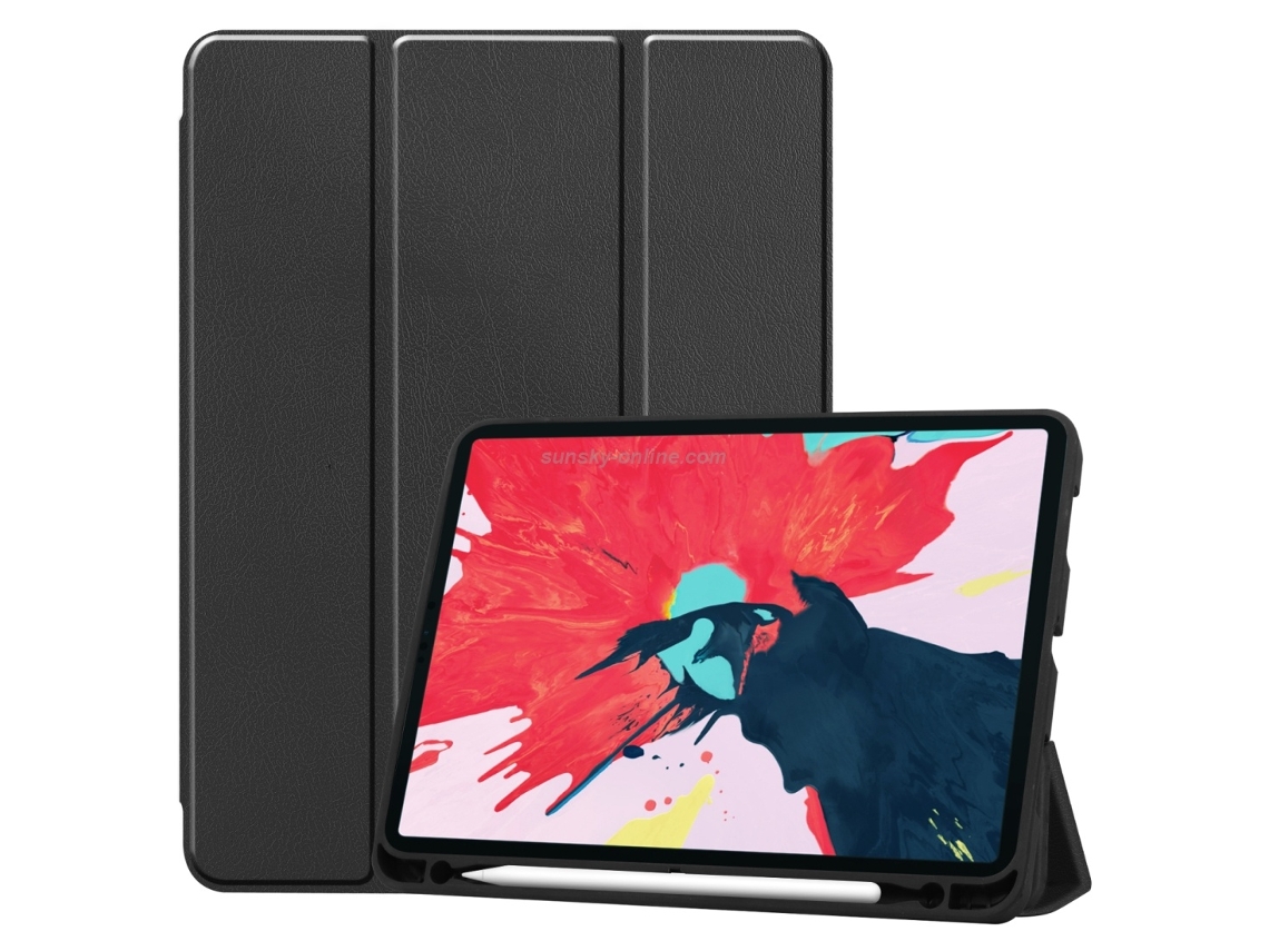 Elysve Capa Para Ipad Pro 11 Polegadas 2020, Material Resistente, Suporte De 3 Dobras, Slot Para Caneta, Preto