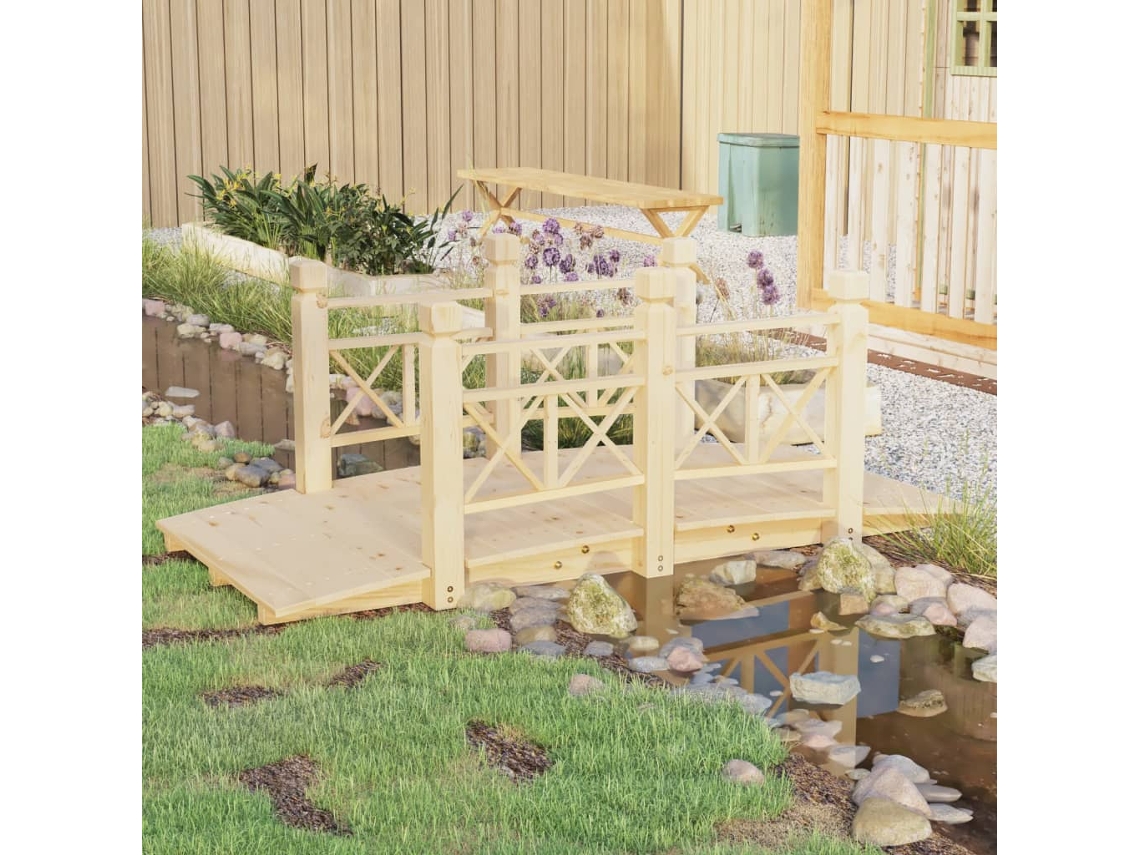 Vidaxl Ponte De Jardim Com Corrimões 150x67x56 Cm Abeto Maciço