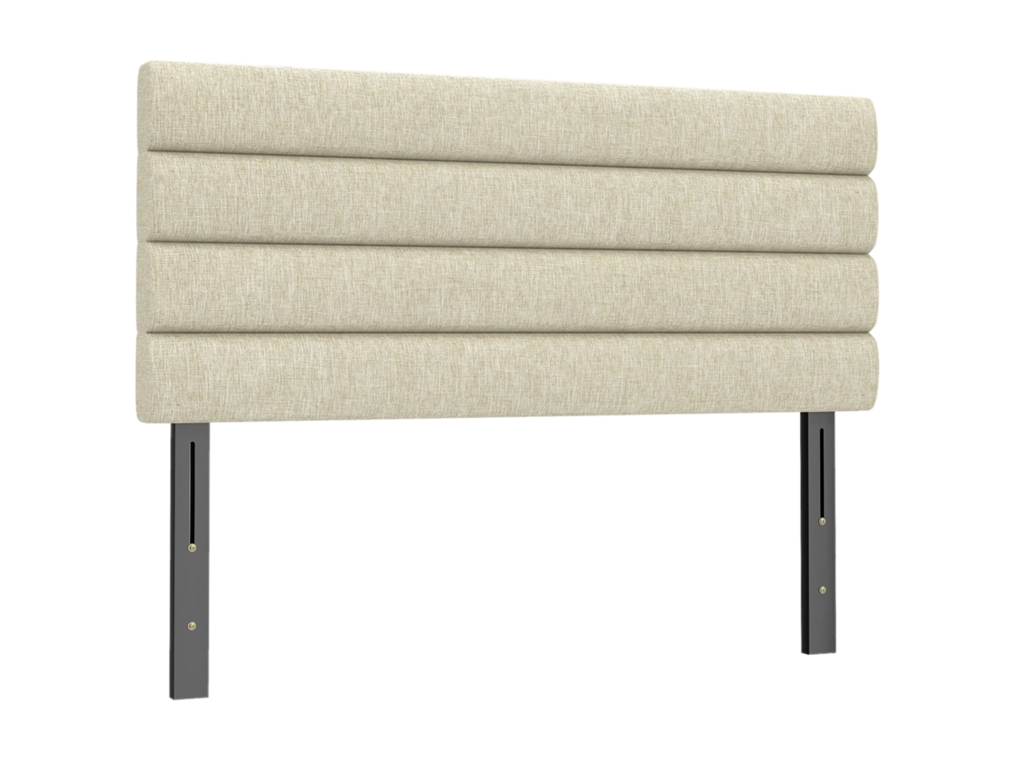 Cabeceira De Cama De 140 Cm Estofada Em Linho, Com 3 Níveis De Altura Ajustáveis (106/116/126 Fixada Na Parede, Bege.