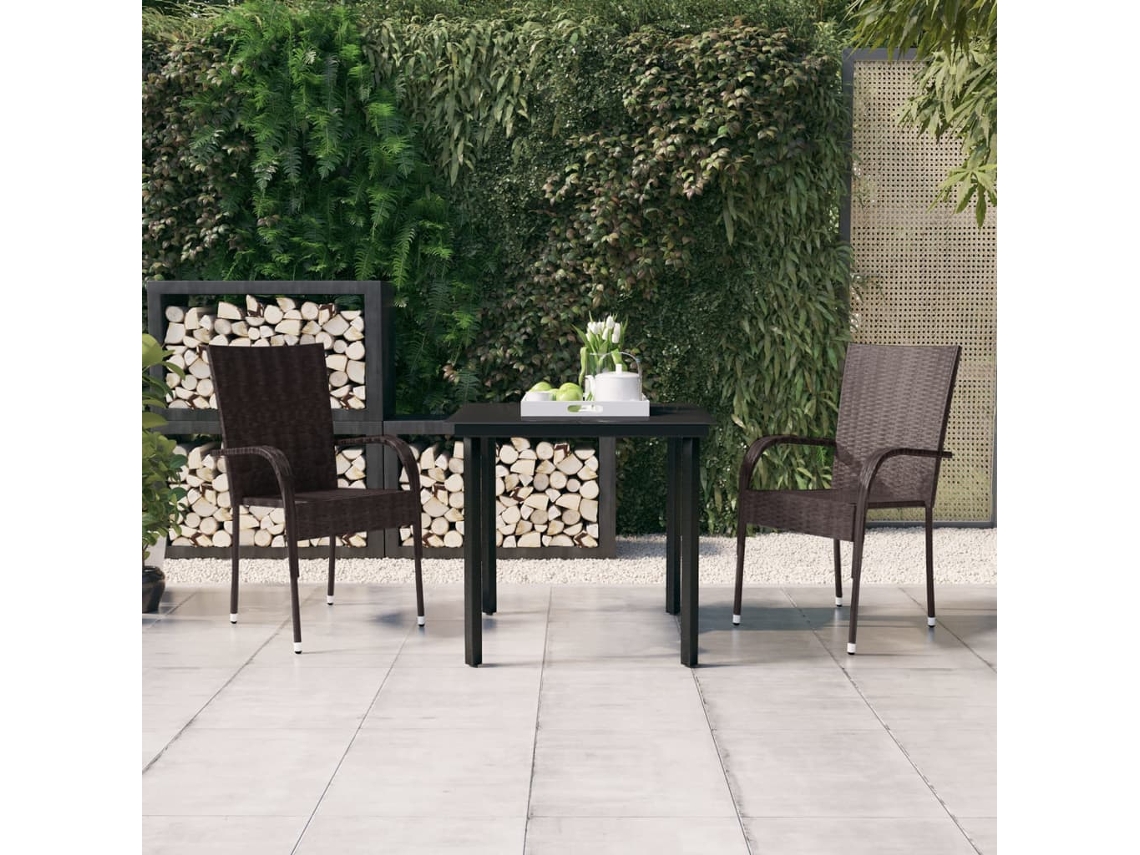 Vidaxl 3 Pcs Conjunto De Jantar Para Jardim Castanho E Preto