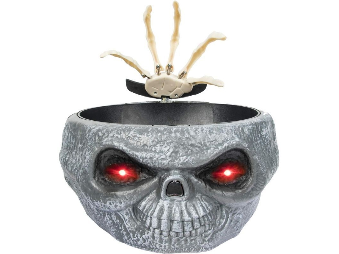 2026 tigela de Doces de Halloween Animada Caveira com Mão Que Agarra e Olhos Led Decorativo
