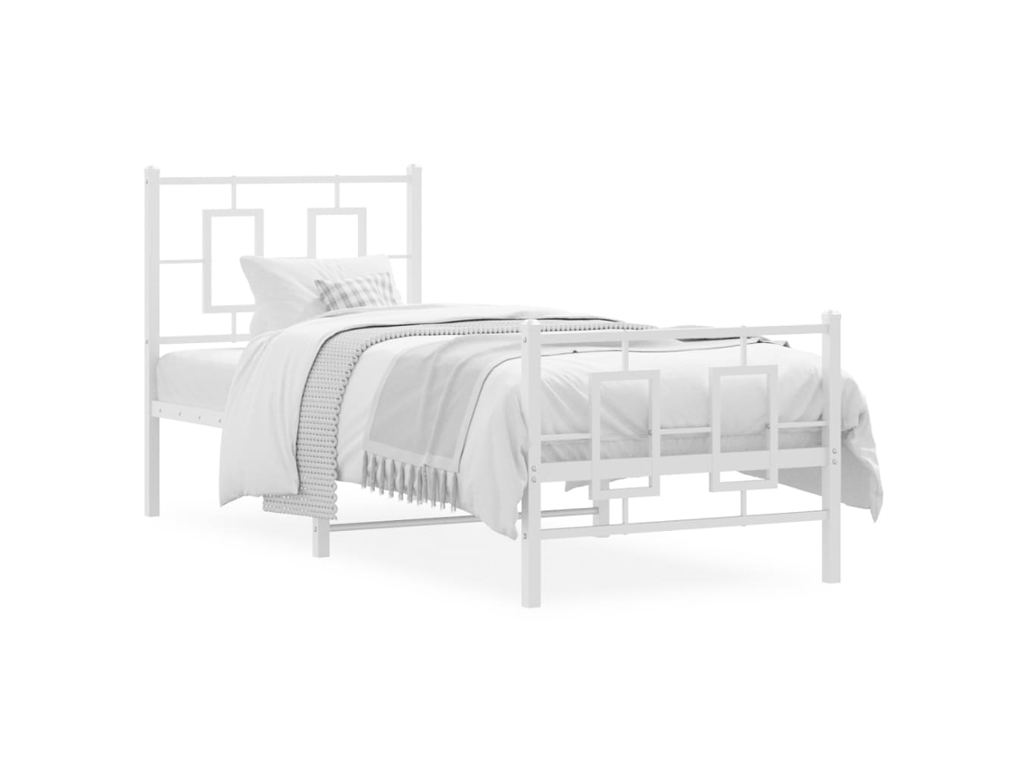 Estrutura de Cama com Cabeceira e Pés 75x190 cm Metal Branco MAISON EXCLUSIVE