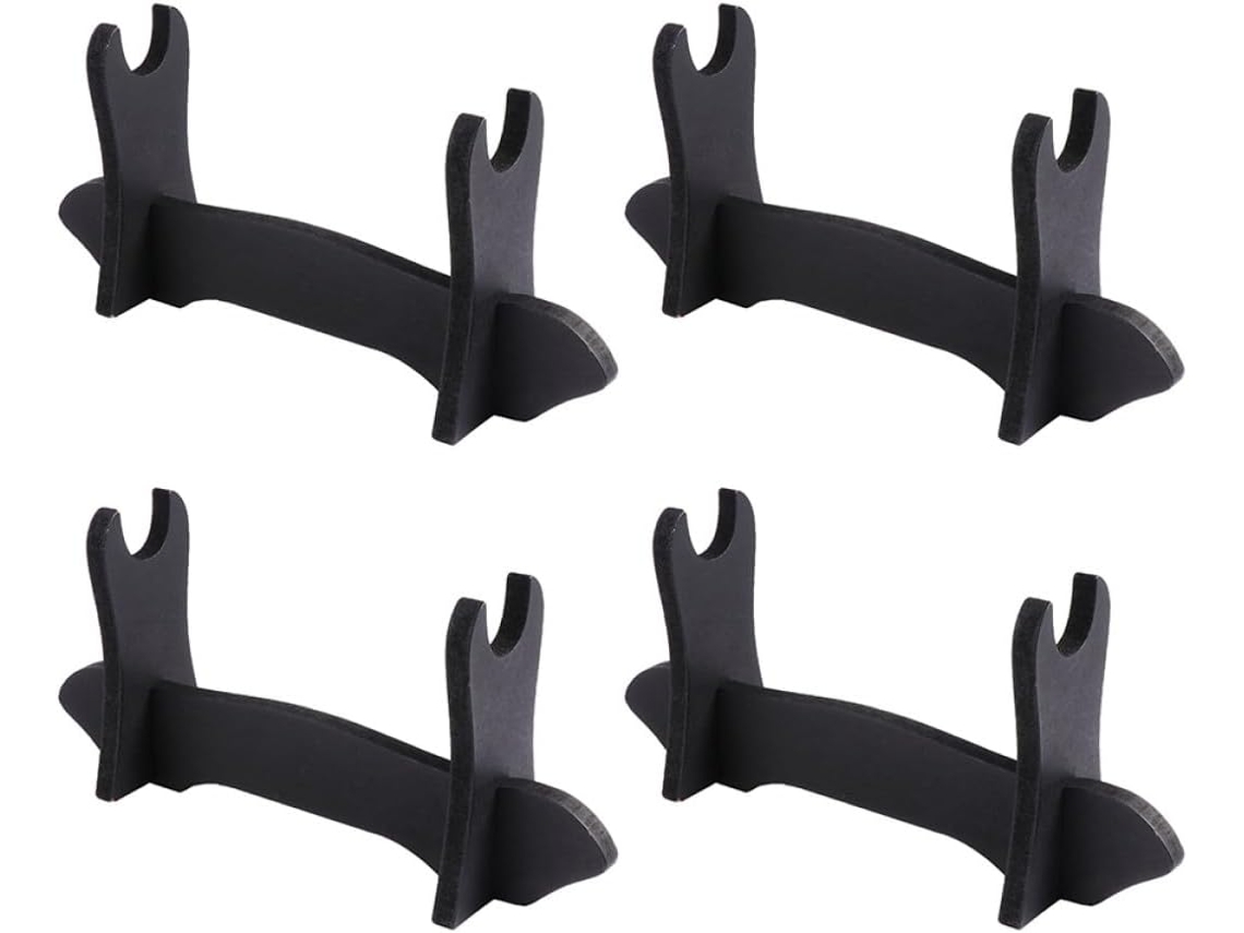 Suporte De Exibição Fácil Transportar, Design Elegante Em Madeira Preta, Conjunto De 4 Peças Para Fãs, Ideal Para