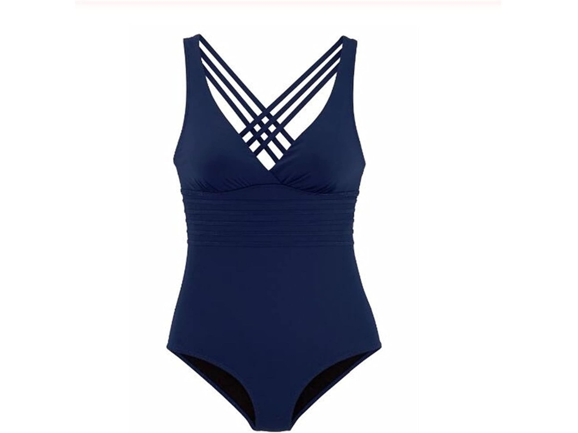 Maiô Feminino Azul Elegante Modelo Real Decote Em V Tamanho M