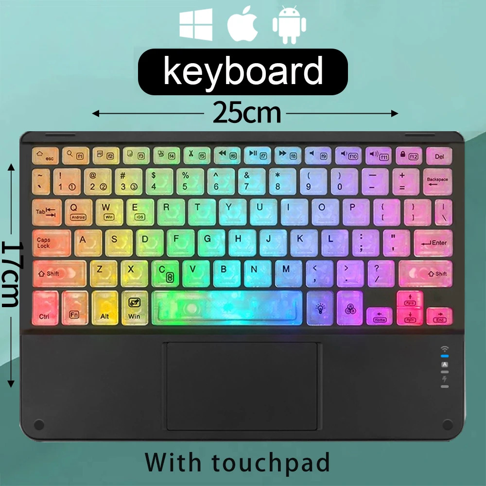 Teclado e Mouse Bluetooth Recarregáveis Camel de 10 Polegadas com Retroiluminação Rgb MDUG