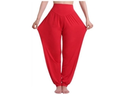 2026 pantalones Harem de Yoga para Mujer Hippie Boho Verano Baggy Joggers Elásticos de Talla Grande L Rojo