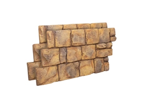 Bodiam Conjunto De 2 Painéis De Parede 3d Decorativos 150x75x11 Cm Efeito Pedra Natural Em Pu Castanho Frankystar