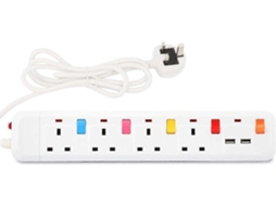 Extensão Elétrica Com Interruptores Individuais E 2 Portas Usb, Régua De Energia Com Indicador Led, 4 Tomadas Q36/yy Olysi Shop