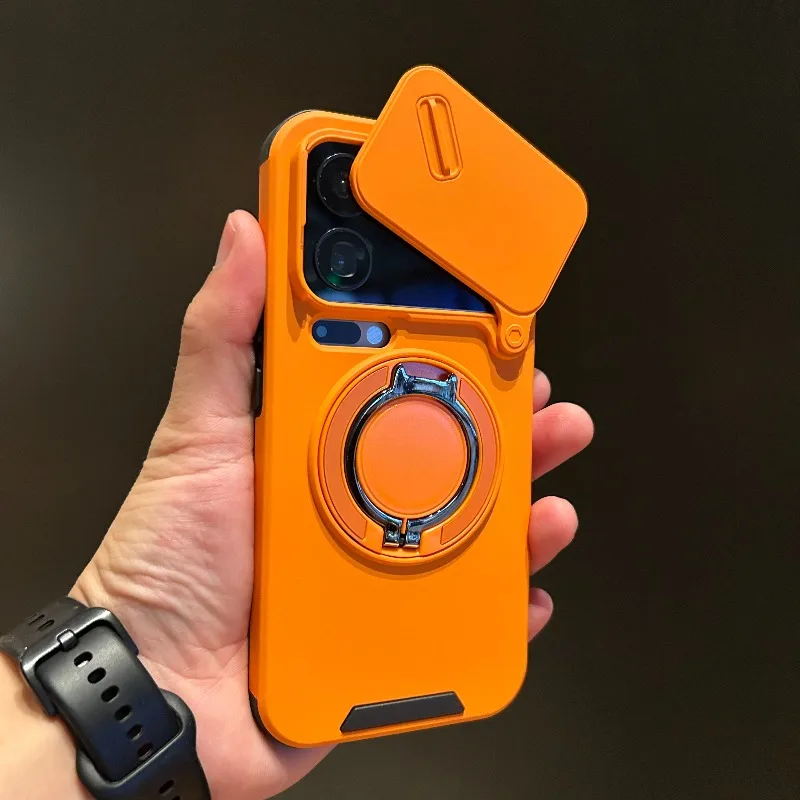 Capa Magnética Para Celular (orange Rm Note 14 Pro 4g) Com Anel De Suporte Giratório