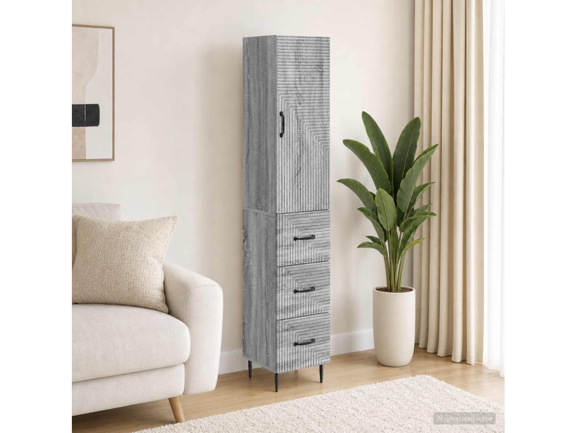 Vidaxl Conjunto De Gabinete 2 Unid. 33 X 34,5 X 90 Cm Sonoma Cinzento