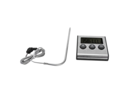 Termômetro Digital Para Cozinha Com Sonda, Ideal Doces, Gado, Pão, Bolos E Churrasco. Inclui Timer Suporte Uso. Aquaforge