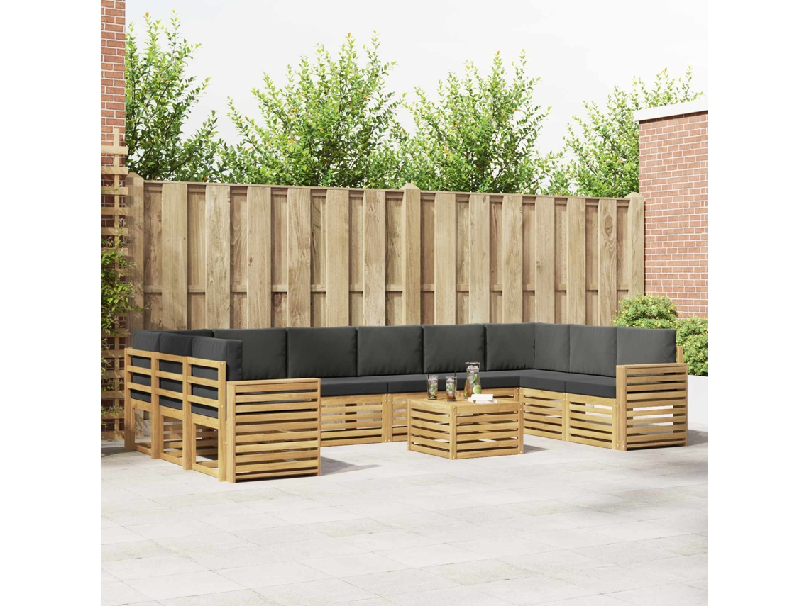 Vidaxl Conjunto De Sofás Para Exterior 11 Unid. Branco E Antracite
