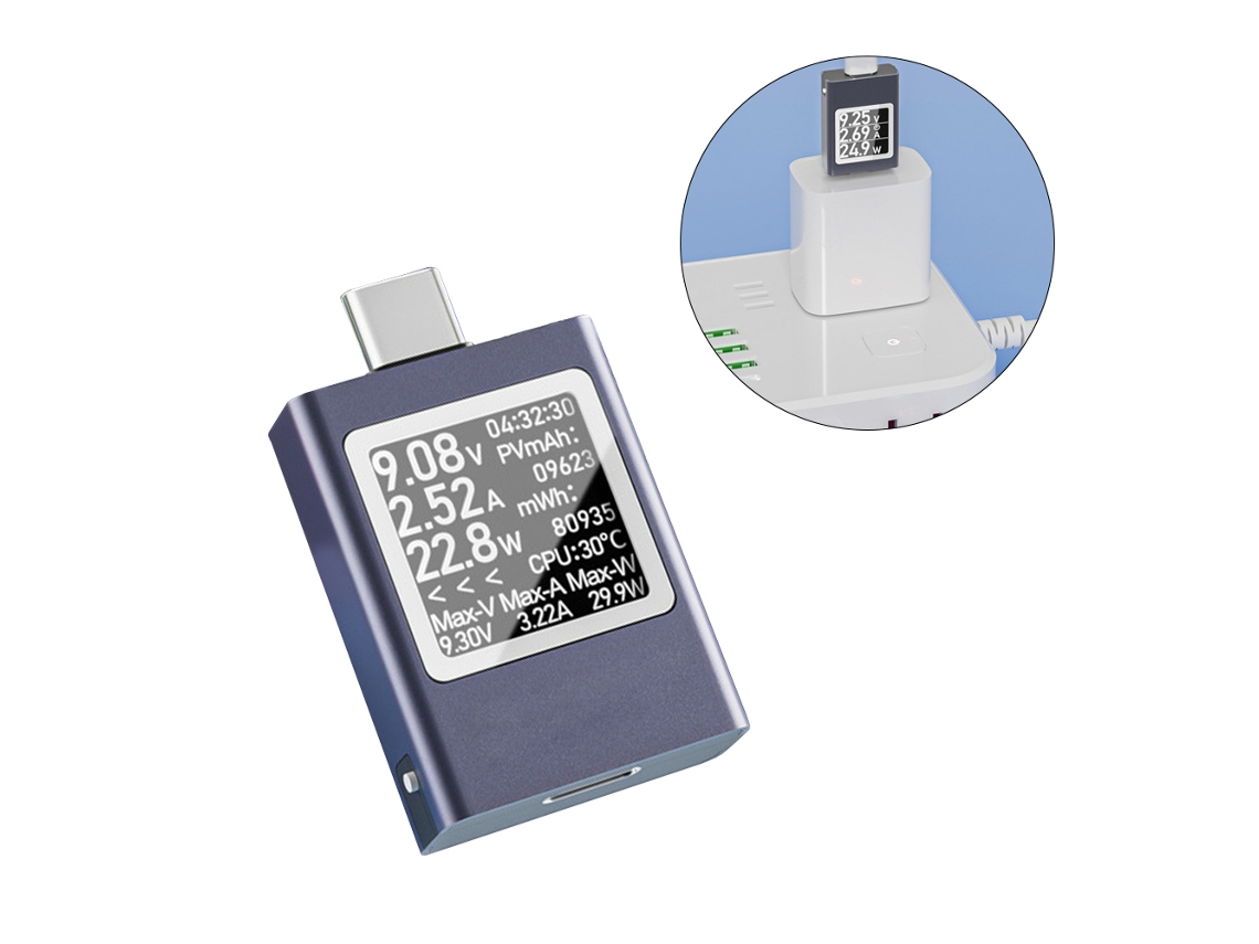 Testador Type c Usb Power Meter com Tela Giratória para Medição Precisa e Economia de Energia LAXISCREED