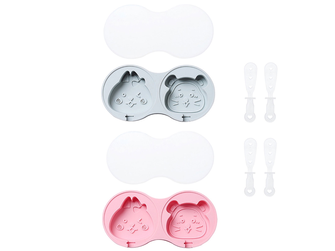 Conjunto de 2 Moldes de Silicone para Sorvete e Picolé Criativo e em Formato de Cartoon Diy TRUYUETY
