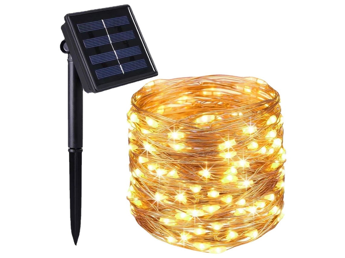 Lurelia Fio Luminoso Em Cobre, Solar, 32 M, 300 Leds, Roxo, 8 Modos, 1 Peça