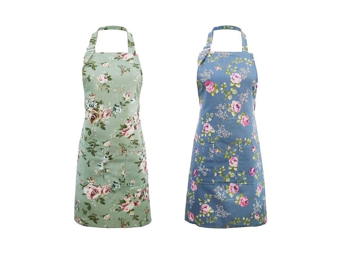 Delantal De Cozinha Para Mulher 2 Pacotes Com Bolsos Grandes Estampado Floral Vintage Para Cozinhar, Assar E Jardinar