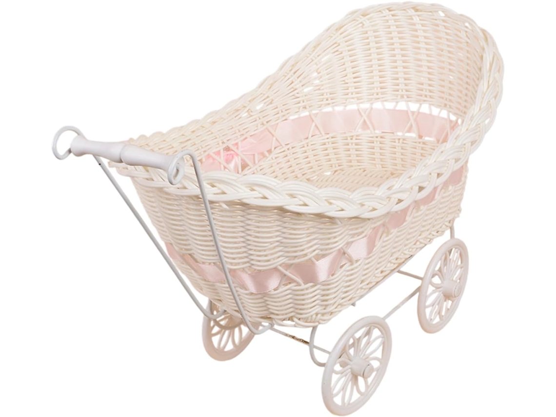 Carrinho De Bebê Decorativo, Carrinho De Bebê Trançado Para Chá De Bebê | Carrinho Rústico De Vime Gokoco
