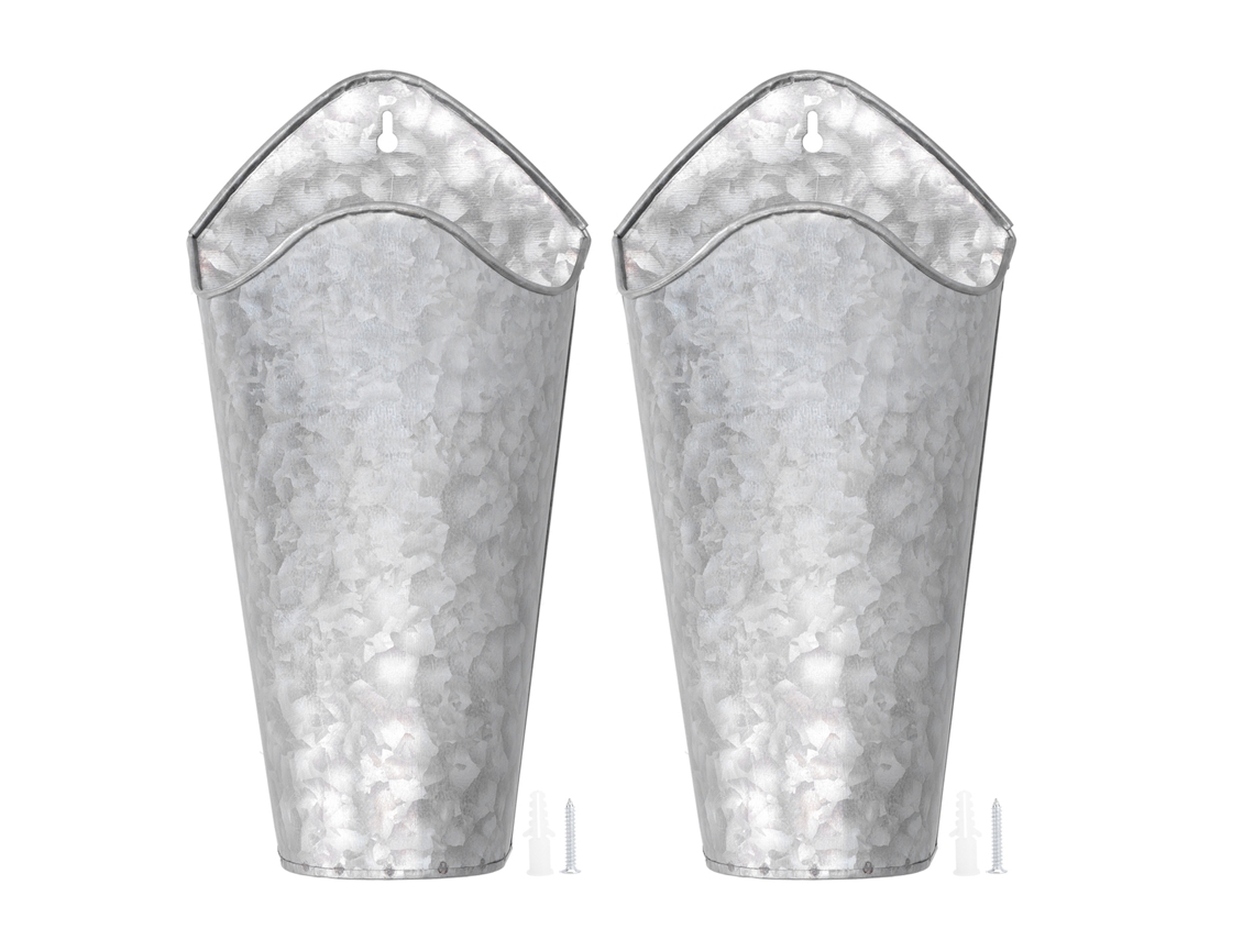 2pcs Vasos Parede Ferro Decoração Interior Exterior 9x15x30cm