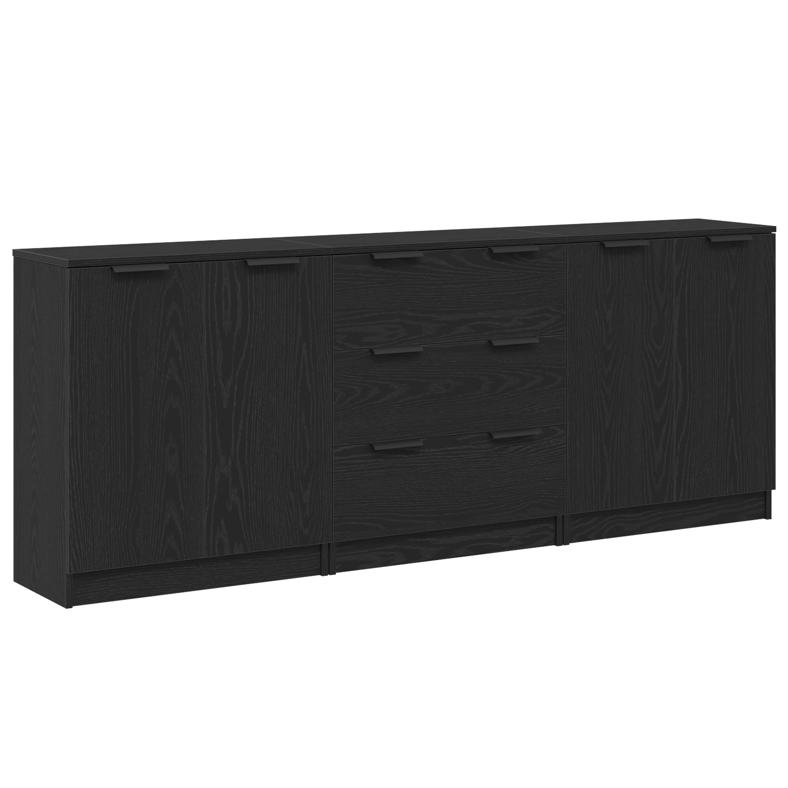 Buffet Preto De Madeira Elegante Vidaxl Preto Derivados De Madeira (180x30x70 Cm)