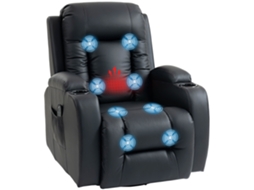 Cadeira Massagem Preta Com Balanço, Função Deitar E Aquecer, 3 Modos Rotativos