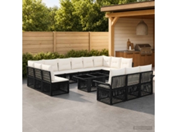 Vidaxl Conjunto De Sofá De Jardim 14 Unid. Preto E Branco Creme