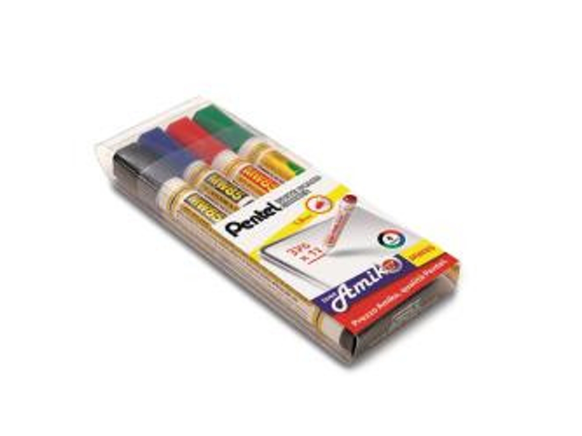 Marcador PENTEL 0100863 4 peças preto azul verde vermelho