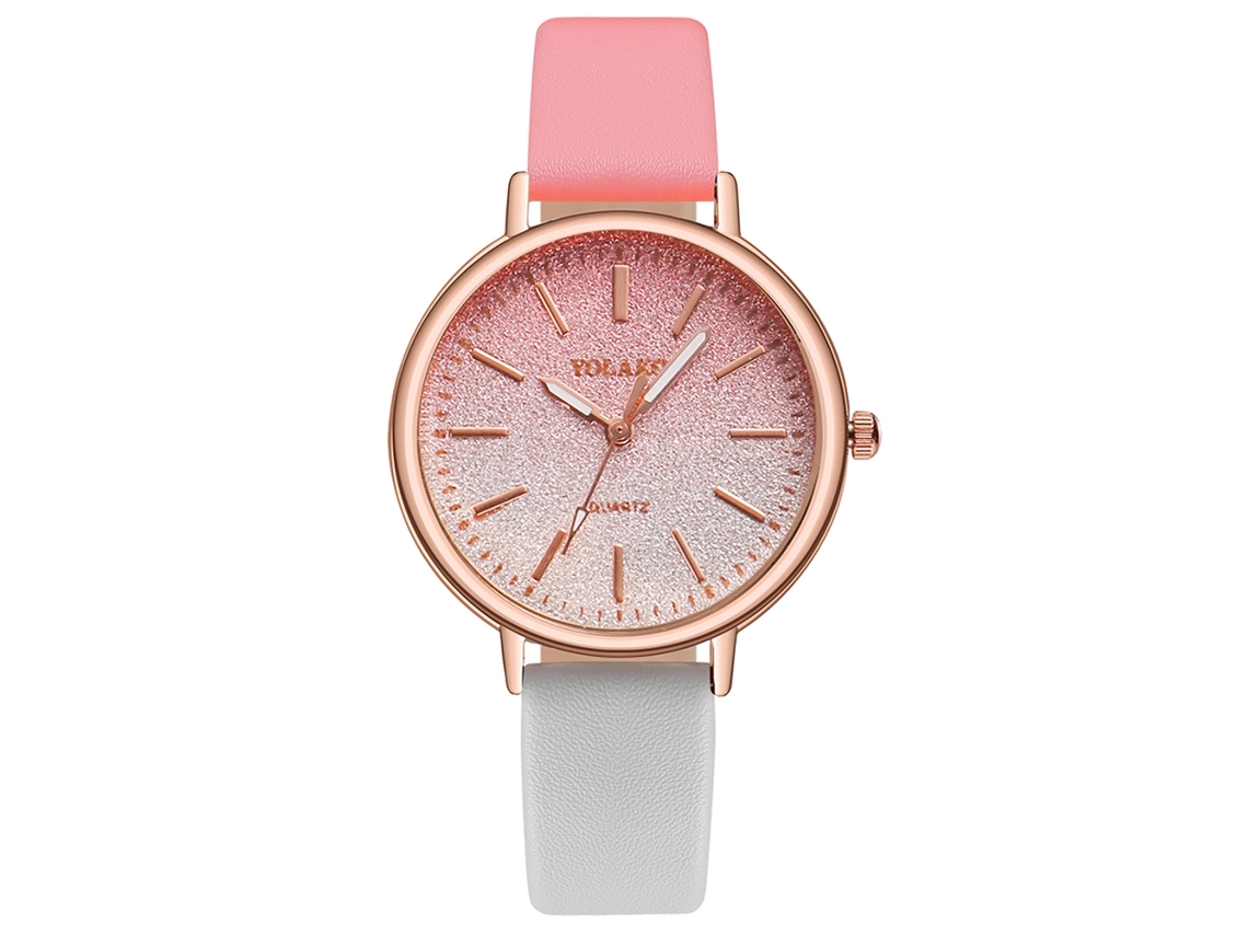Relógio Pulseira Feminino Yolako com Design Degradê e Mostrador Opaco Rosa+cinza