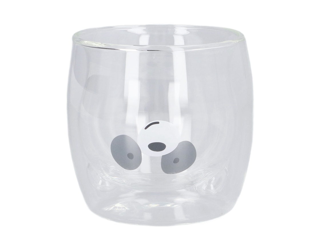 Caneca de Vidro Parede Dupla 250ml Ursinho Resistente Ao Calor