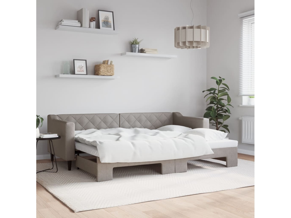 Vidaxl Sofá-cama Com Gavetão 80x200 Cm Tecido Cinzento-acastanhado