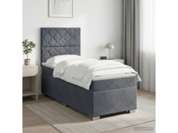 Vidaxl Cama Box Spring Com Colchão Cinzento-escuro Individual Veludo