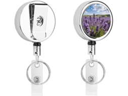 Porta Crachá Retrátil De Metal Roxo Lavanda, Portátil, Em Nylon, Com Cordão De Aço Inoxidável E Chaveiro De 67, 8cm Para