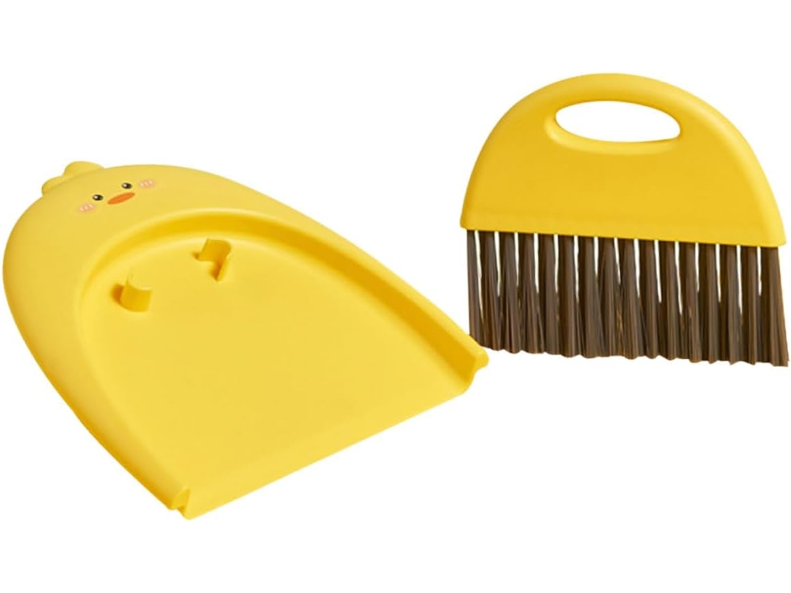 Conjunto De Mini Pá E Vassoura Plástico Amarelo