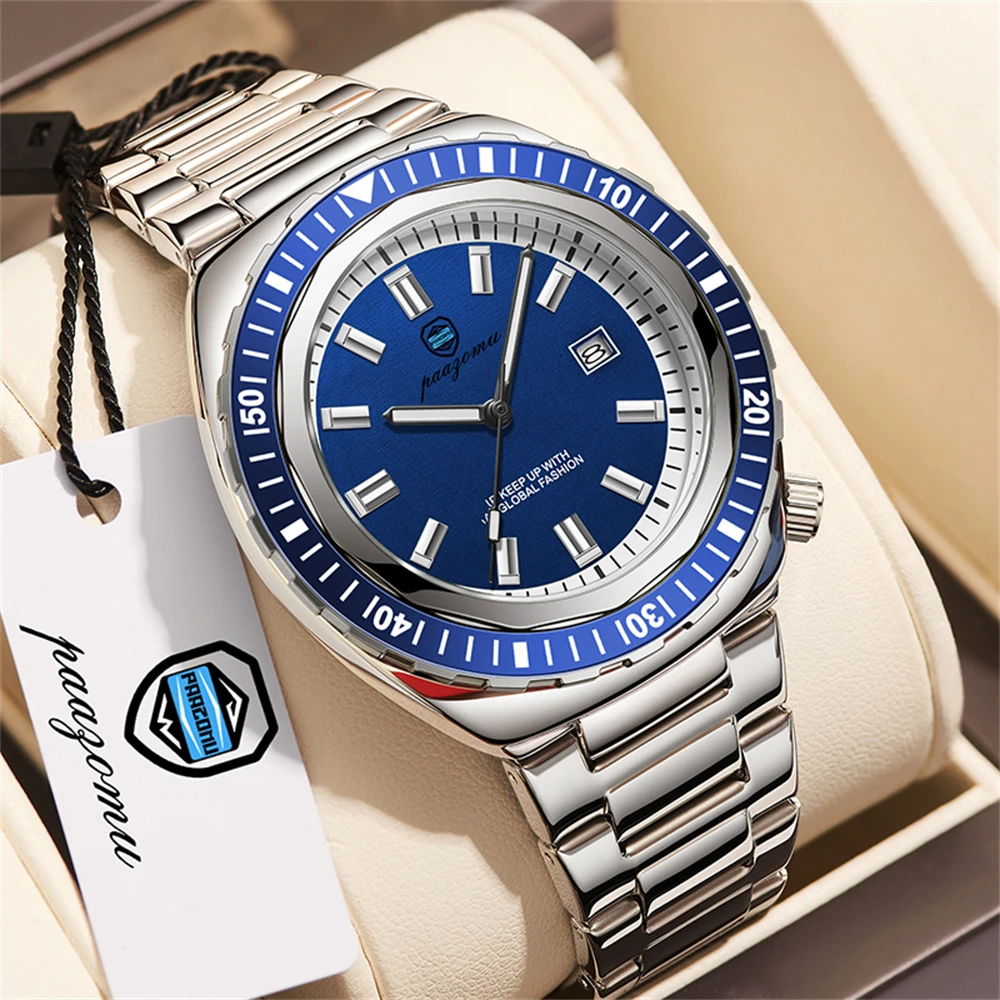 (p621 Prata Azul) Relógio De Negócios Elegante, Resistente À Água, Com Funções De Data E Dia Da Semana.